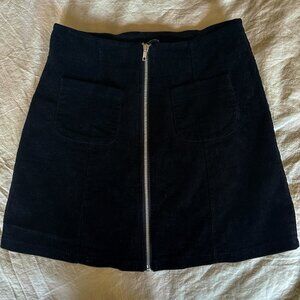 Brandy Melville Black Corduroy Zip Up Mini Skirt